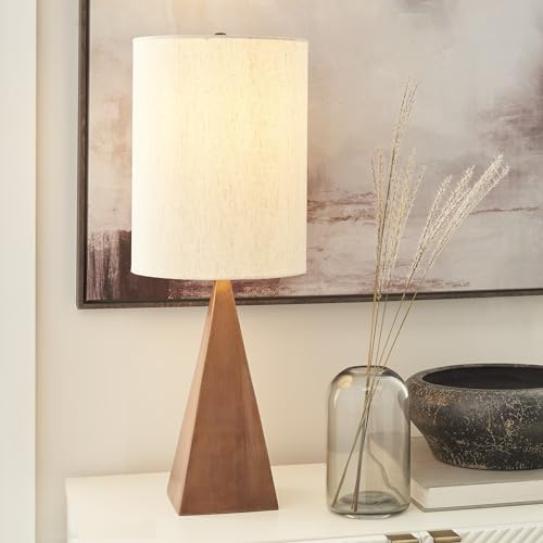 Lámpara de Mesa Triangular de Madera Acabado Cobre 21" miniatura 3