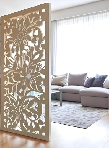 Image of Australian Handicrafts Hand Carved Wood Room Divider & Partition Panel Decorative Room Separator with Open Shelf Divider for Living Room Kitchen & Office. (72x36 Inch)