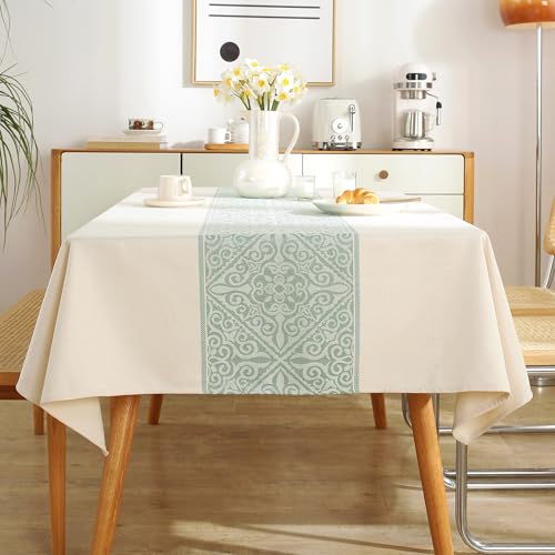 Linen Tablecloths for Rectangle Tables,Fabric Tablecloth Advanced Waterproofing Technology for Dinningroom,Farmhouse