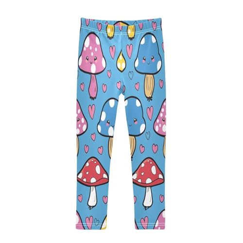 Bolaz Toddler Girls Leggings Printed Yoga Pants Leggings Blue Pink Mushrooms for Kids