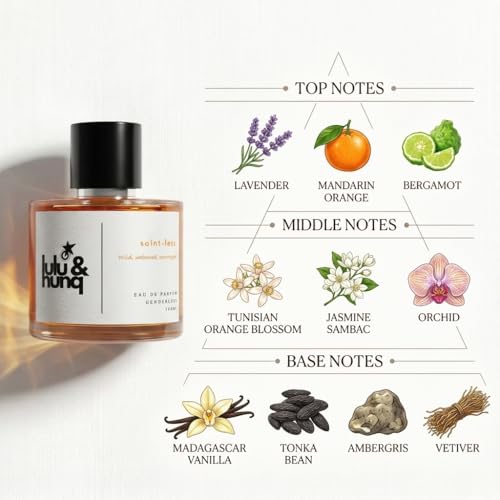Image of LULU & HUNQ Saint-Less Perfume for Men & Women 100ml | 12 Hours Long Lasting Eau De Parfum Premium Luxury Smell | Best Unisex Perfume | White Floral Lavender Vanilla Fragrance