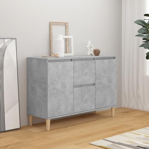 Homgoday Aparador, Buffet Moderno, Armario Auxiliar Comedor,Aparador de Madera contrachapada Gris hormigón 103,5x35x70 cm Cómoda con 2 cajones Armario de Cocina para Dormitorio