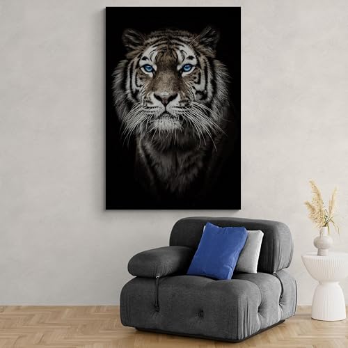 Tableau tigre yeux bleus 60x90 cm affiche imprimée moderne pour salon