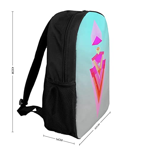 Sac à dos imprimé en 3D facettes géométriques grand format 17 pouces unisexe - 2