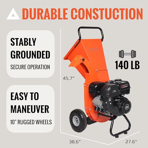 C40 Wood Chipper 4" inch Max Diameter Capacity 9 HP 274cc Gas Powered Engine Heavy Duty Shredder Mulcher