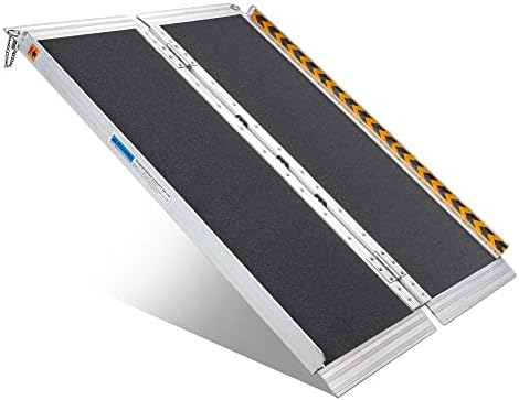 Wheelchair Ramps 92cm, gardhom Extra Wide 79cm Folding Portable Antiskid Aluminum Ramp for Door Threshold Steps Stairs, 362kg Loading Capacity Foldable Wheelchair Ramp for Handicapped Walkers Elder