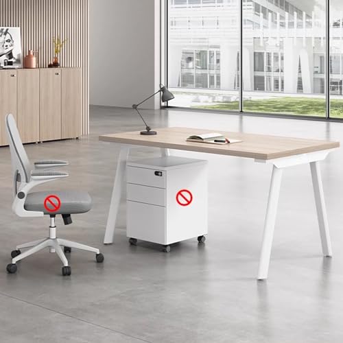 Meedlopia Mesa de seminario Moderna con Estructura Metal y Patas Ajustables, Rectangular para Sala reuniones, Ideal oficinas en casa Espacios reducidos.