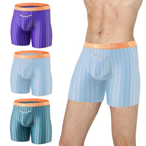 Men's Boxer Briefs with Pouch 3-Pack Stretch Open Fly Underwear