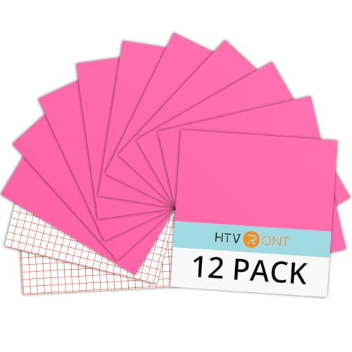 HTVRONT Pink Permanent Vinyl, 12 Pack Glossy Pink Vinyl for Cutting Machine - 10 Permanent Sheets 12