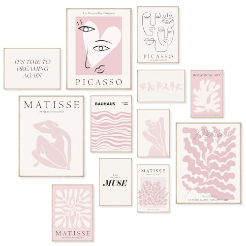 KINYEYE Pink Posters for Women Room Decor, Pastel Pink...