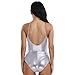 FEESHOW Women's Metallic Camisole Dance Leotard Bodysuit One Piece Swimsuit Silver Small
