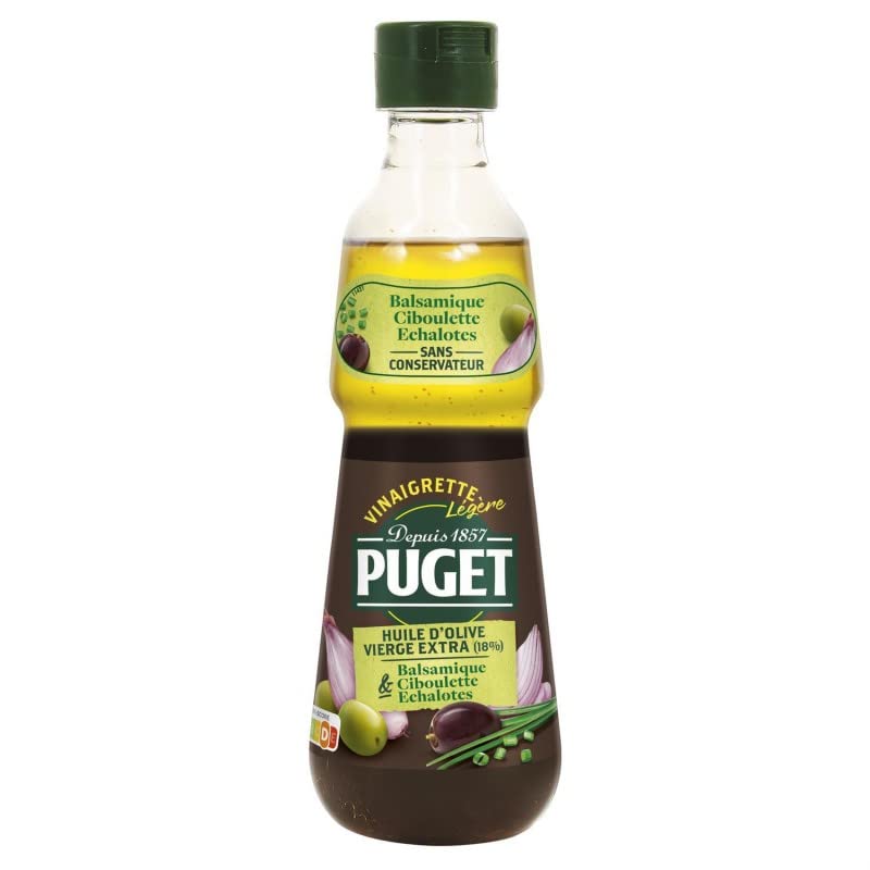 Apportez fraîcheur et saveurs à vos salades avec la vinaigrette balsamique ciboulette échalote PUGET 330ml- Lot De 4