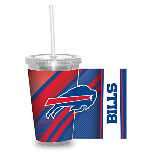 Image of Rico Industries NFL Football 16oz Clear Tumbler W /Straw for NFL Fans