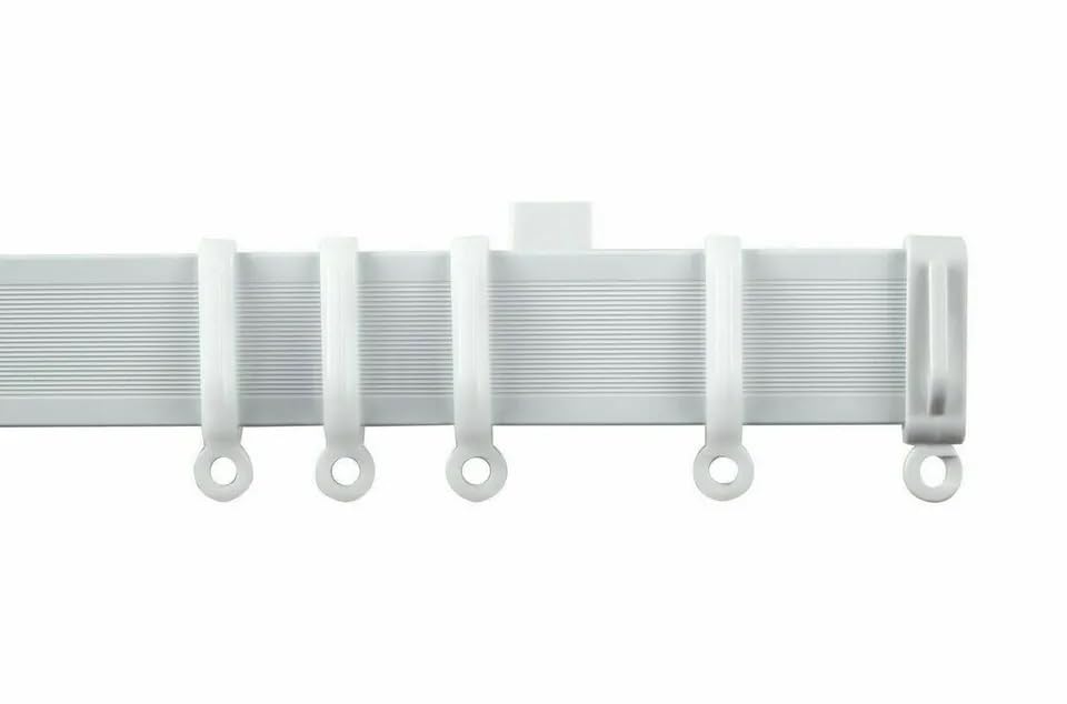 Streamline PVC White Bendable Flexible Smooth Glide Curtain Track/Coiled Set White (Glider/Hooks (Pack of 10)