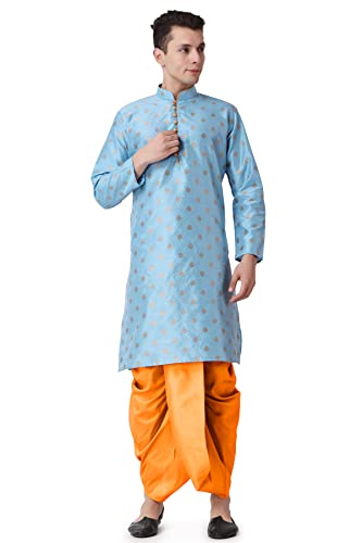 Image of Royal Kurta Men's Silk Blend Printed Kurta Dhoti Set