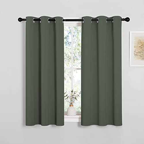 Image of NICETOWN Dark Mallard Blackout Curtain Panels for Bedroom, Thermal Insulated Grommet Top Blackout Draperies and Drapes for Basement (2 Panels, W34 x L45-inch)