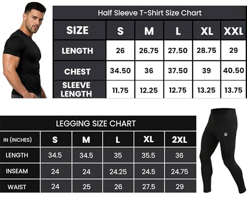 Image of Unbeatable Mens Sports Running Set | Polyester Spandex Compression Shirt and Tights for Men Workout Combo Set | Long Sleeve Quick-Dry Fitness Track Suit for Man