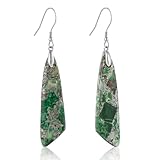SELOVO Green Jasper Stone Dangle Drop Earrings Fishhook Dangling Earrings