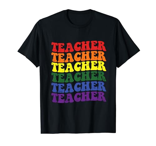 Gay Teacher LGBT-Q Pride Ally Rainbow Flag Uomini Donne Maglietta