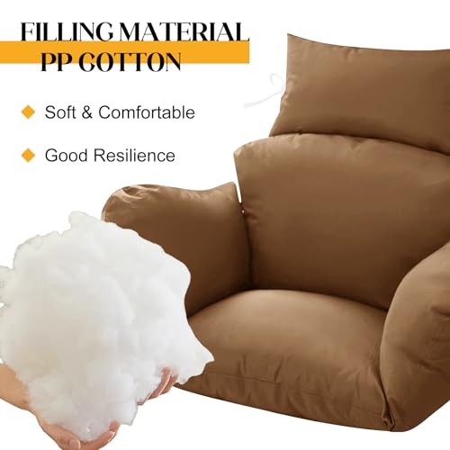 Egg Chair Cushion Replacement Outdoor Furniture Recliner, Swing Chair Cushion Waterproof, Double Egg Chair Cushion, Soft Thick Egg Chair Cushions, Hanging Chair Cushion, Removable Cover,Light grey - Image 3