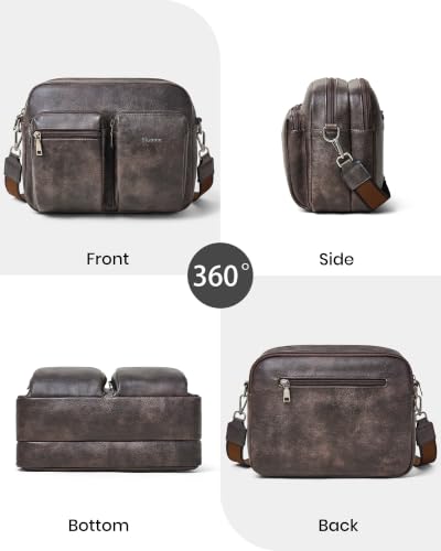 Image of Bluome Crossbody Purse for Women Multi Pocket Crossbody Bag with 3 Front Pockets Leather Shoulder Bag Everyday Travel Bag