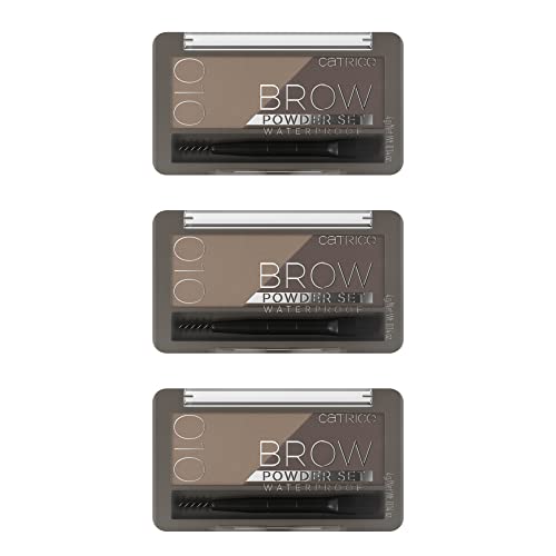 Catrice Brow Powder Set Waterproof, polvo para cejas, n.º 010, marrón, duradero, resultado inmediato, mate, vegano, impermeable, sin micropartículas de plástico, sin nanopartículas, 3 unidades (3 x 4