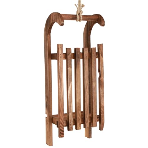 Viana Winterliche Holzschlitten Deko Braun Lasiert, 49,5cm –...