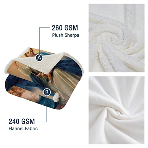 Bedmust Blue Virgin Angel Throw Blanket Virgin Maria Authentic Catholic Blankets Mother Blanket Flannel Fleece Throw Blanket (60X50 Inches) #TOP5
