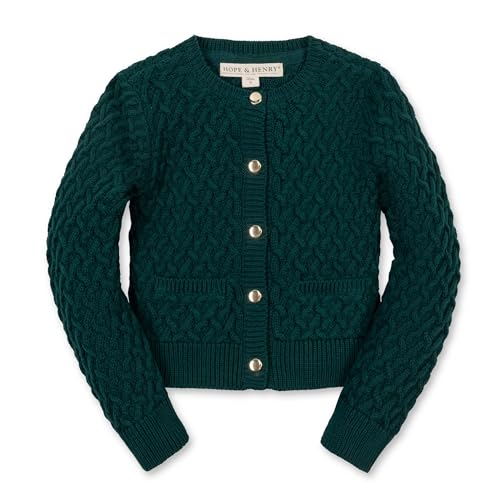 Image of Hope & Henry Girls' Long Sleeve Fancy Cardigan Sweater with Stripe Trim
