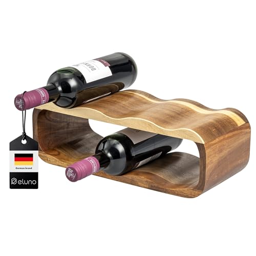 eluno Scaffale portabottiglie per 6 bottiglie in legno di acacia, senza montaggio, design moderno, adatto per molti spazi abitativi, 38 x 12,5 x 16 cm eluno Scaffale portabottiglie per 6 bottiglie in legno di acacia, senza montaggio, design moderno, adatto per molti spazi abitativi, 38 x 12,5 x 16 cm