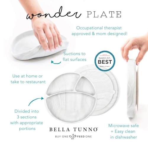 Bella Tunno Wonder Baby Plates – Silicone Suction Plates for Baby, Toddler, & Kids, Great for Baby Led Weaning, BPA Free, Kid and Baby Must Haves, 3 Sections (Happy Meal)