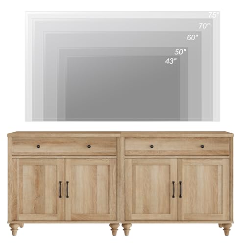 WAMAPT Buffet Cabinet with 4 Doors and 2 Drawers, Large Coffee Bar Table Wood Kitchen Storage Cabinets with Storage Cabinets, Modern Farmhouse Sideboard Credenza for Dining Room, Oak, 68 inch - Image 6