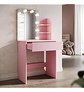 Amazon｜Hoomuway ドレッサー LEDライト付き セット デスク スツール