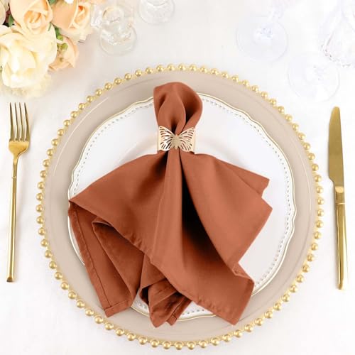 Efavormart Premium Cloth Napkins Set of 100 17x17 Inch Terracotta Seamless Dinner Napkins Washable Linen Table Napkin Cloth with Hemmed Edges for Weddings Party and Banquet