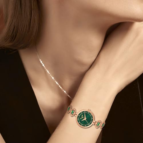 Image of Ladies Fashion Watch with Bracelet and Crystal Bezel, Black Analog Design, Water Resistant