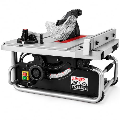 Lumberjack Portable Table Saw 10 254mm Compact Heavy Duty Professional Jobsite Bench Saw 2000W Induction Motor 230V Height & Angle Adjustment for Woodworking Saws