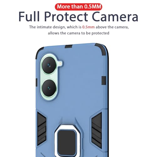 Image of Pikkme D5 Tough Armor Bumper Case | 360 Protection Case | Ring Holder Stand Back Cover for iQOO Z9 Lite 5G / Vivo T3 Lite 5G / Vivo Y18 / Y18e / Y03 (Blue)