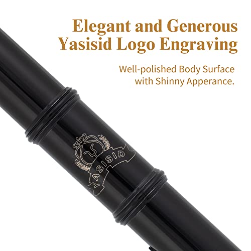 Yasisid Closed Hole C Flute 16 Keys Instrument For Student Beginners With Cleaning Kit, Stand, Carrying Case, Gloves And Tuning Rod (Black) #TOP3