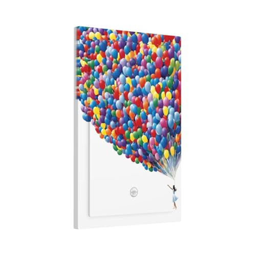 Decorative Switch Covers Plate Girl Holding Colorful Balloons 1 Gang No Device Single Blank Outlet Covers Wall Plate Cover Light Switch Plate Electrical Faceplate for Bedroom Home Decor