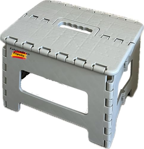 Sult&co - Taburete Plegable Escalera Pequeña Plegable Cocina o Baño Escalon Peldaño Plastico 100% Reciclado Taburete Infantil Banco Portatil Niños Silla de Cocina Fabricado en España Gris