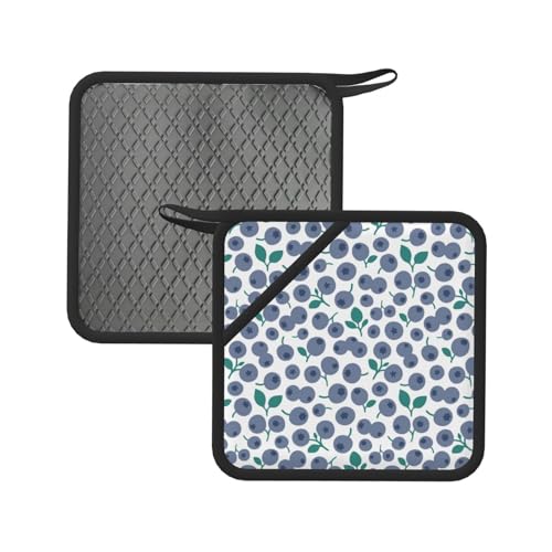 Soportes para ollas para cocina, bonitos soportes de silicona resistentes al calor, con estampado de arándanos, almohadillas calientes para horno, agarraderas para decoración de cocina, hornear y