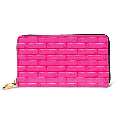 Preisvergleich Produktbild JHGFG Mode Handtasche Reißverschluss Geldbörse Rosa Backstein Wand Textur Leerer Hintergrund Telefon Kupplung Geldbörse Abendkupplung Blockieren Leder Brieftasche Multi Card Organiz