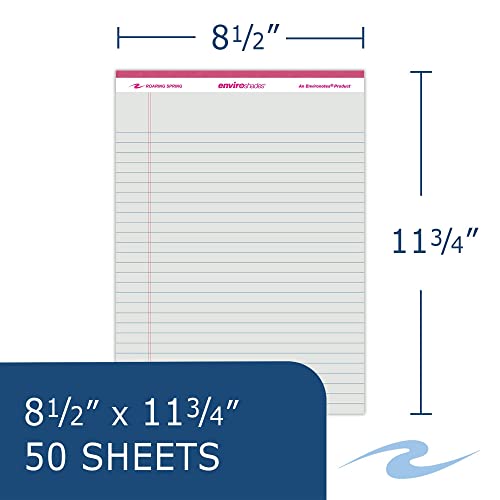 Roaring Spring Enviroshades Recycled Legal Pads, 6 Pack, 8.5" X 11.75" 50 Sheets, Assorted Colors #TOP1