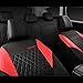 CAR PASS Red Leather Seat Covers Full Set-Universal Quilting Pretty Girly Car Seat Cover with 5mm Composite Sponge Inside,Airbag Compatible, Waterproof Delux Fit for Most Sedan,SUV,Cars (Full Set,Red)