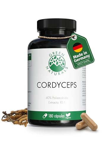 Cordyceps Sinensis - 400mg por dosis diaria - IMPORTANTE: Extracto 10:1 (=14000mg Cordyceps por dosis) +40% polisacáridos bioactivos - Green Naturals®