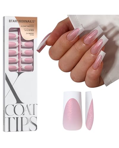 BTArtboxnails XCOATTIPS French Tip Press On Nails - Pink Glitter