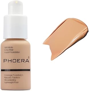 Phoera Foundation,Soft Matte Full Coverage Liquid Foundation,Makeup Brighten Highlighting,Matte Oil Control Facial Concealer Foundation for Women Girls (104 Buff Beige)