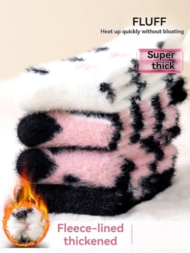 Image of Women Fuzzy socks Winter Fluffy Warm 4-Pairs Cozy Comfy Home Sleeping Socks