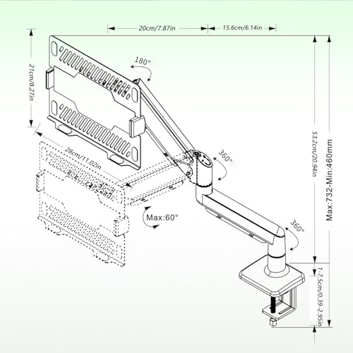 Soporte para portátil ajustable elevador de escritorio antideslizante 2