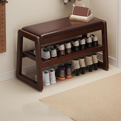Generico Mobiletto Porta Scarpe Armadietti per corridoio Scaffale Porta Scarpe Copertura cassetto Strato Panca d'ingresso Pieghevole, Panca in Legno Elegante con Cuscino - Mobiletto Porta Scarpe per